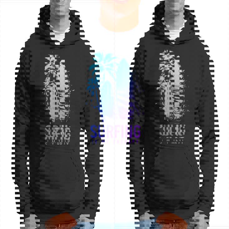 サーフィンセラピー ヴィンテージ サーフボード ヤシの木 ビーチサーファー パーカー