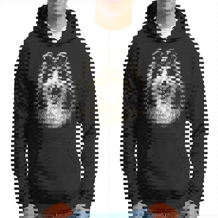 シェットランド・シープドッグ犬シェルティの顔のグラフィック アート デザイン パーカー