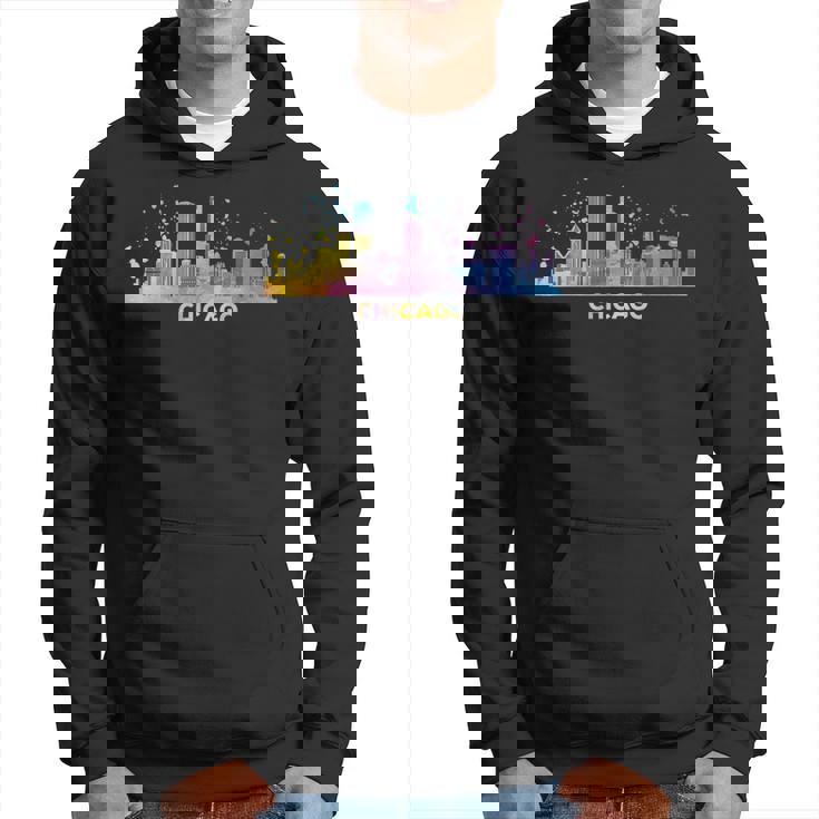 シカゴのスカイライン カラフル 街並み シカゴ パーカー