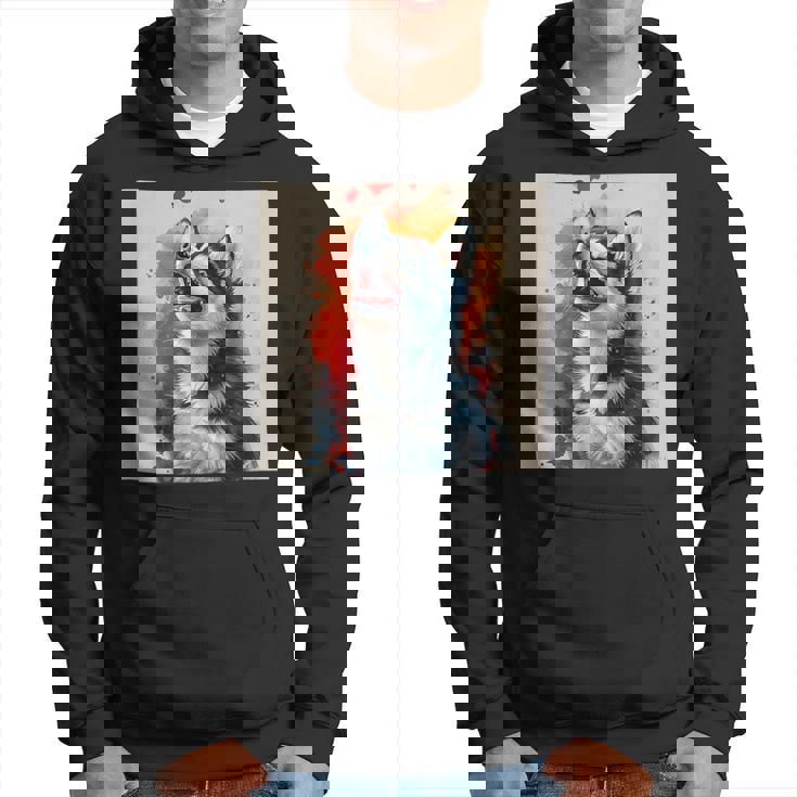 シベリアンハスキー子犬の笑いグラフィック。 パーカー