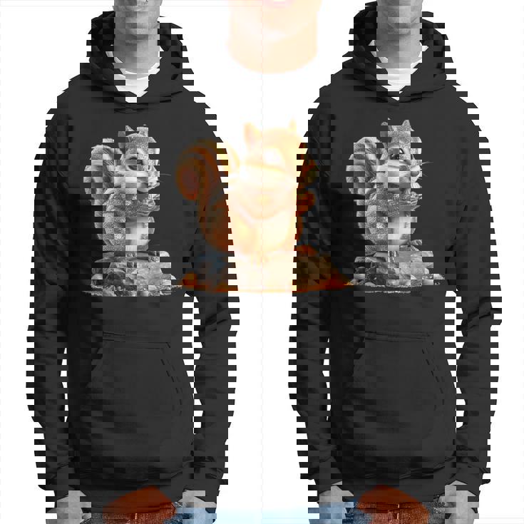 シマリス 森林 動物 木 リス 水彩 パーカー