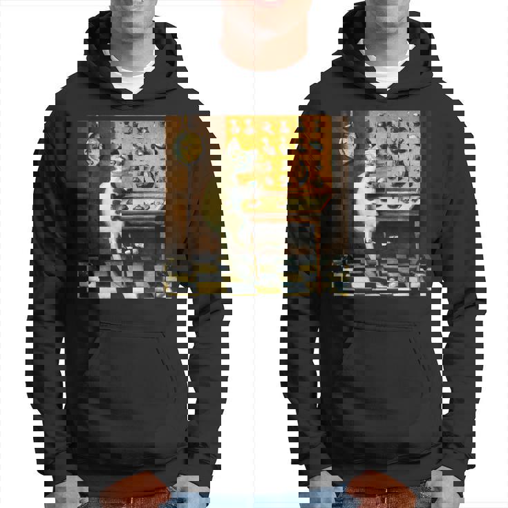 シュールレアリスト絵画 チェスをする猫とサルバドール・ダリ パーカー