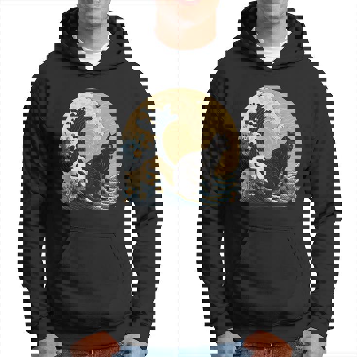 シュールレアリズム 日本画 黒猫 パーカー