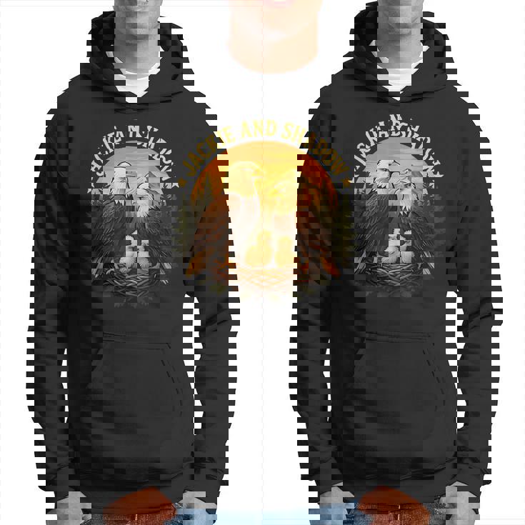 ジャッキーとシャドウ ハクトウワシビンテージ野生動物 自然 パーカー