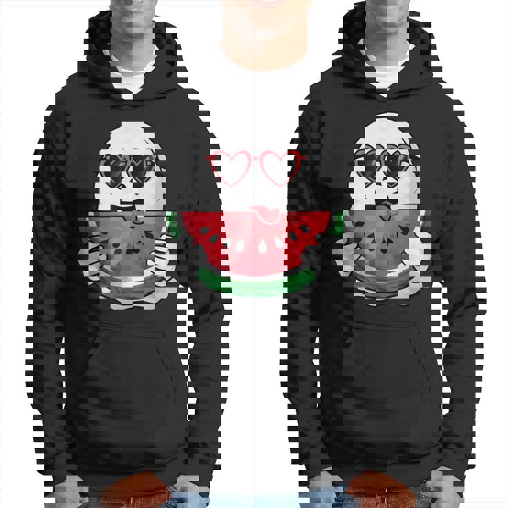 スイカを食べるかわいい幽霊 サマーウィーン ハロウィンコスチューム パーカー