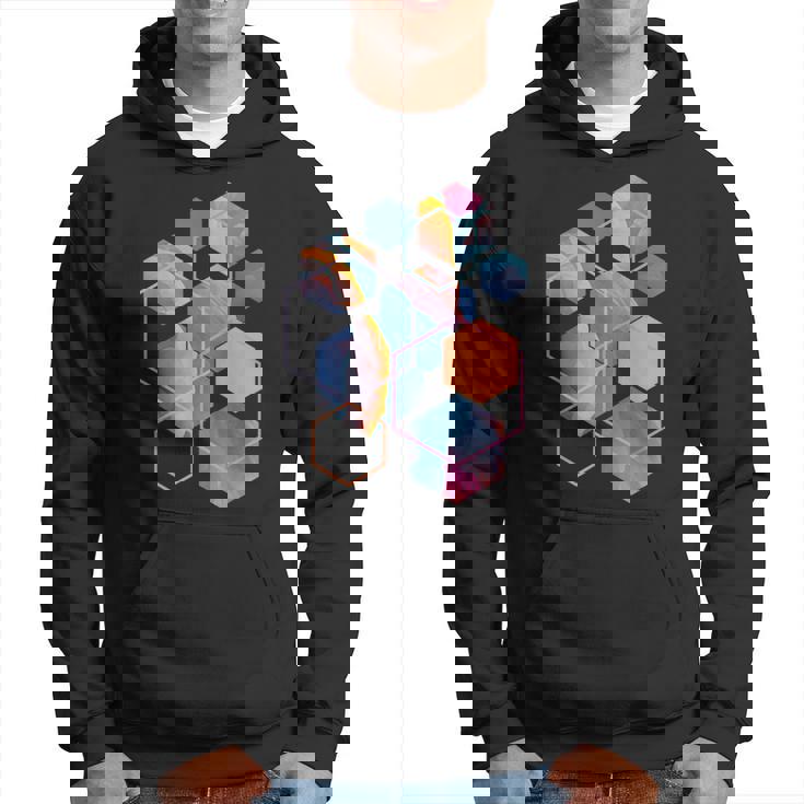 スタイリッシュ ティール オレンジ 六角形 モダン シェイプ マニア パーカー