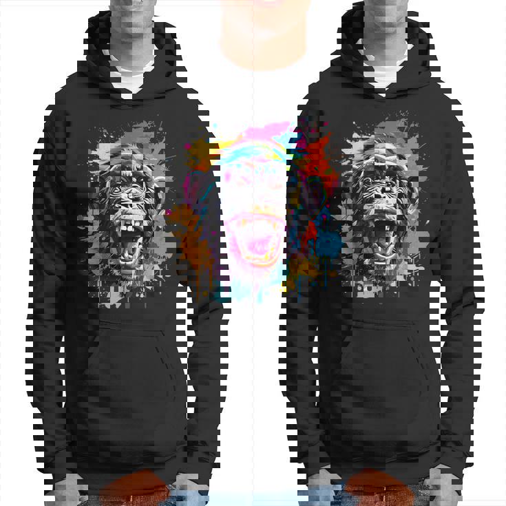 スプラッシュアート チンパンジー 野生動物 動物 好き カラフル パーカー