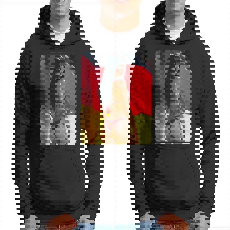 セクシーガールグラフィックtシャツ 「ビキニピンナップガール&ドイツ国旗」 パーカー