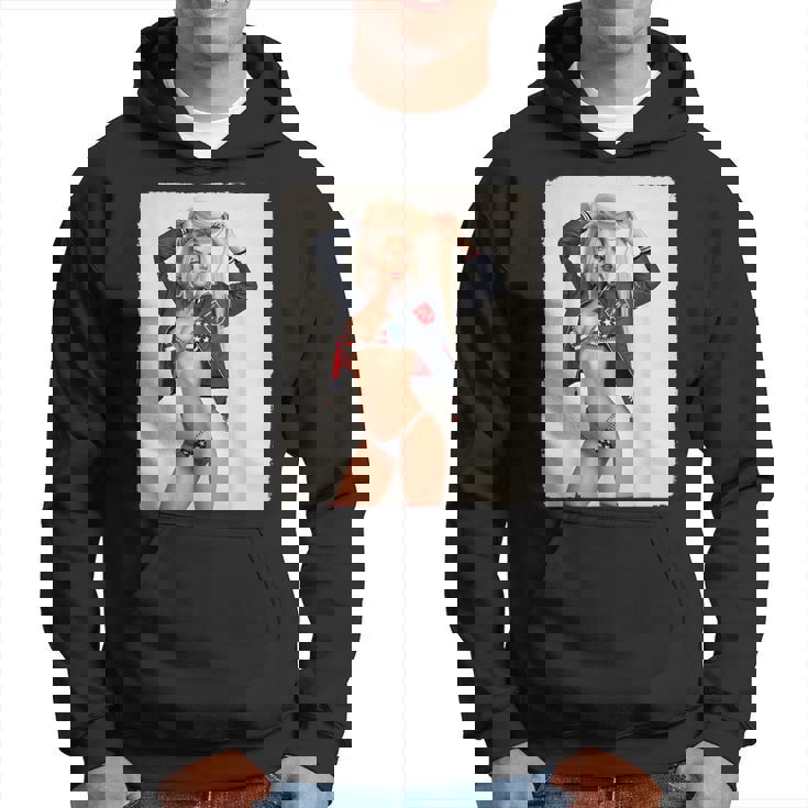 セクシーガールグラフィックtシャツ ブロンドボンシェルビキニピンナップガール パーカー