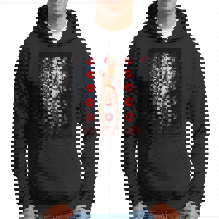 セクシーガールグラフィックtシャツ 赤いビキニを着たブロンドゴーゴーダンサー パーカー