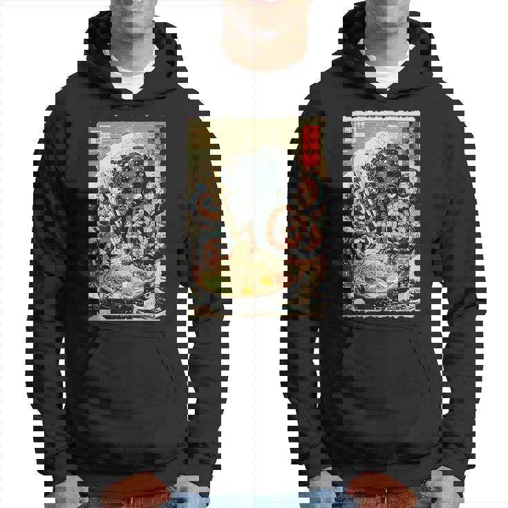 タコを食べる ラーメン 麺 和 漫画 アニメ 浮世絵 パーカー