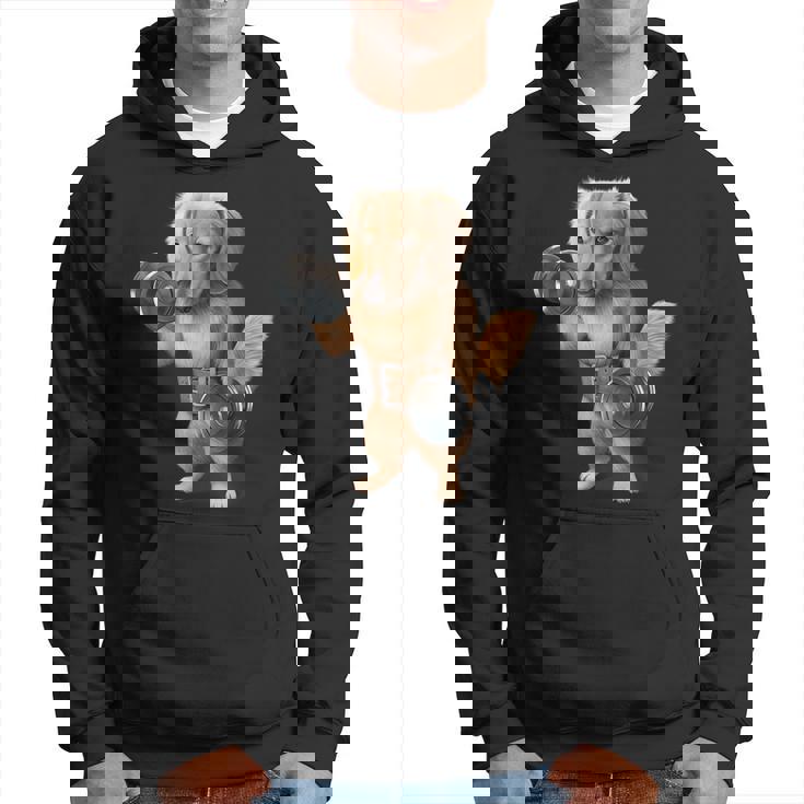 ダックスフンド 犬の筋肉トレーニング ダンベル付き フィットネスジム パーカー