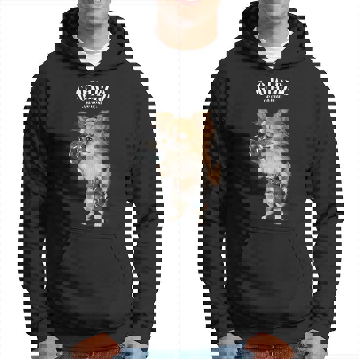 チワワ 犬の筋肉トレーニング ダンベル付き フィットネスジム パーカー