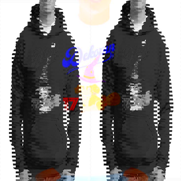 デコピン、デコイ、犬シャツ、No17、愛犬、コーイケルホンディエ、野球観戦、Dekopin Decoy ハロウィン パーカー