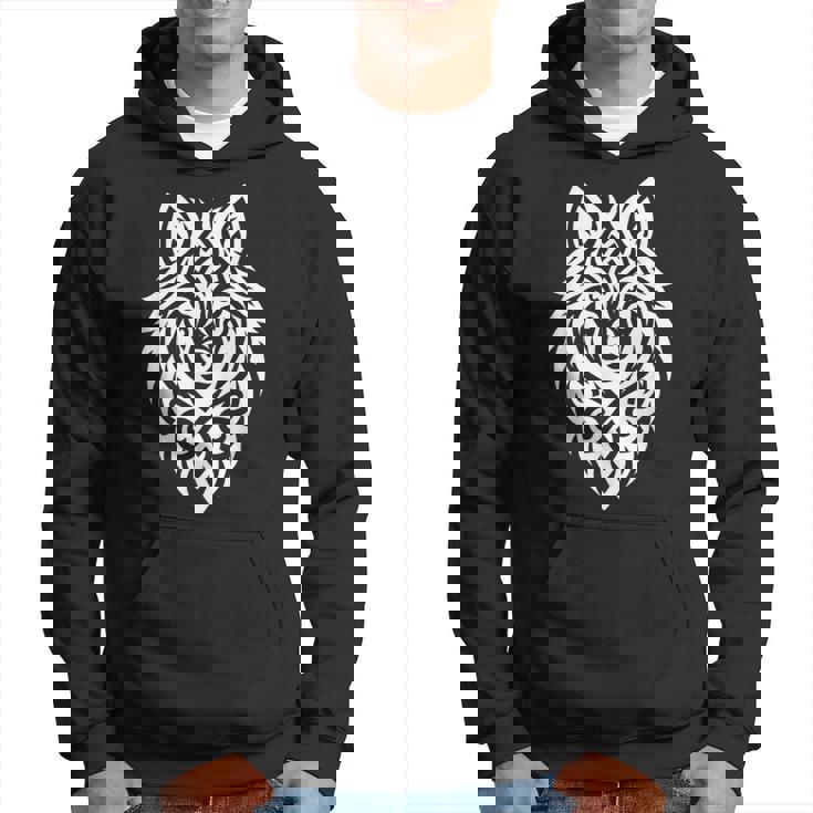 トライバルウルフ 北欧モチーフ ゲール柄 ライトウルフ パーカー