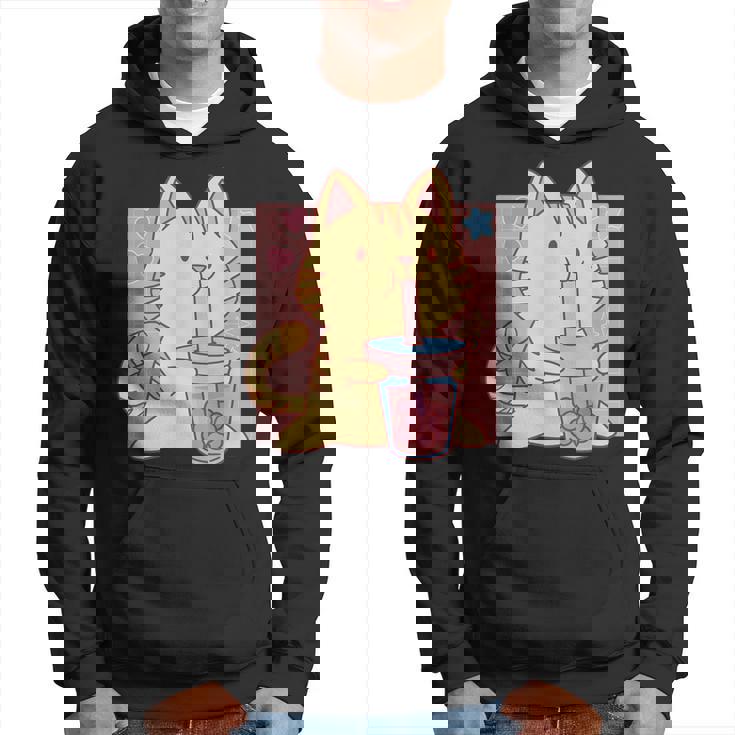 トラ猫とボバ茶のかわいいかわいい猫のグラフィック パーカー