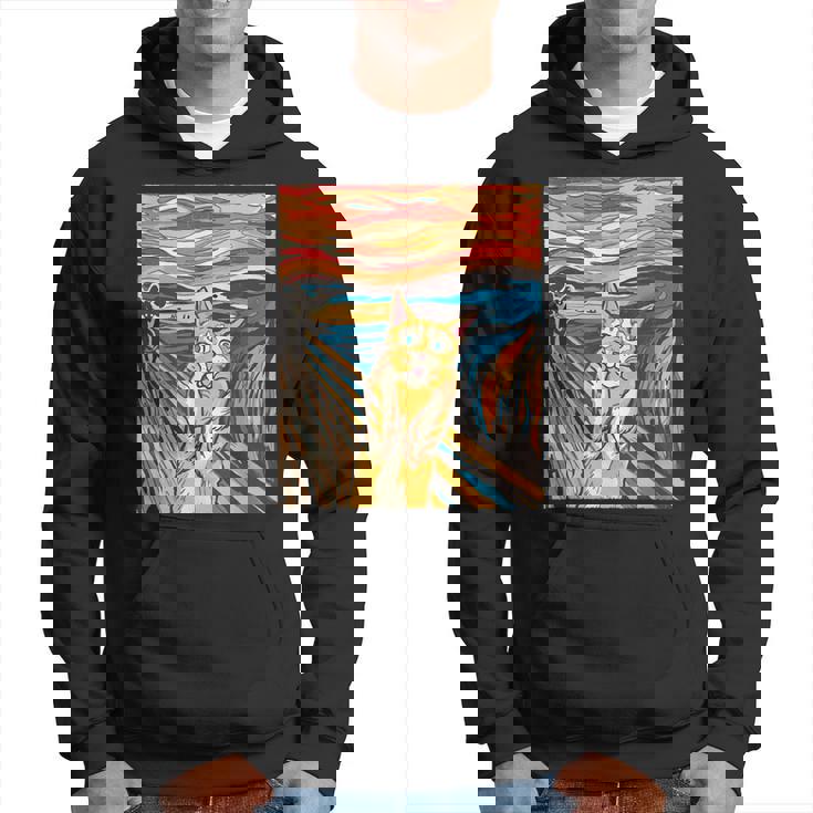 ニャンコの叫び 面白いtシャツ 猫 ムンクの叫び パロディ ネコ メンズ 子供 おもしろ 服 おもしろグッズ ネタ パーカー