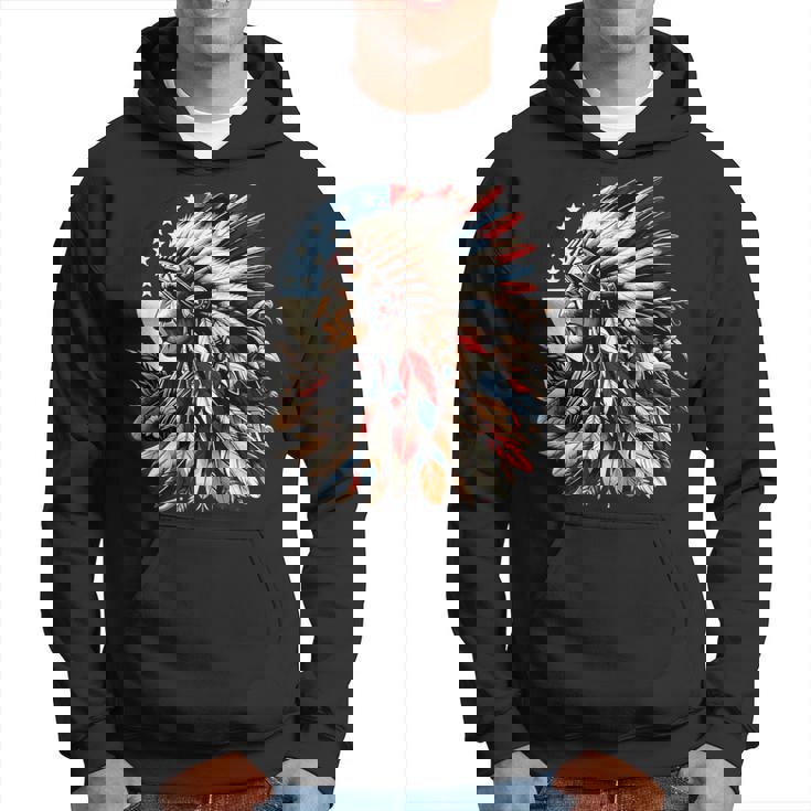 ネイティブアメリカン インディアン チーフ アメリカ国旗 先住民 パーカー