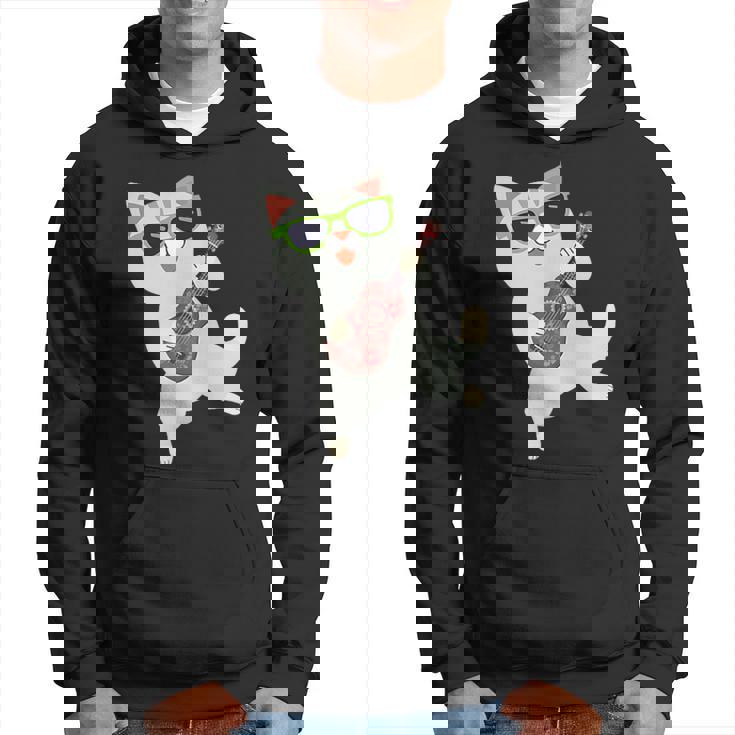 ハワイアンウケ猫遊びウクレレバッジポケット パーカー