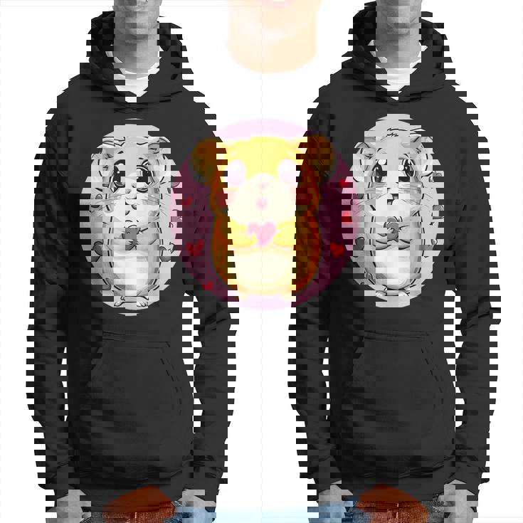 ハートに囲まれたハートを持つかわいいハムスター パーカー