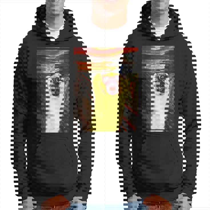 パグ 面白いtシャツ 犬 ムンクの叫び かわいい メンズ 子供 おもしろ 服 グッズ ネタ わんこ イヌ パーカー