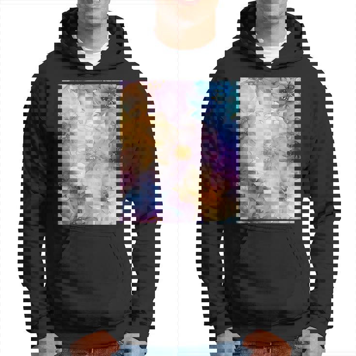 パステルインクのイラストにマルチカラー春の花。 パーカー