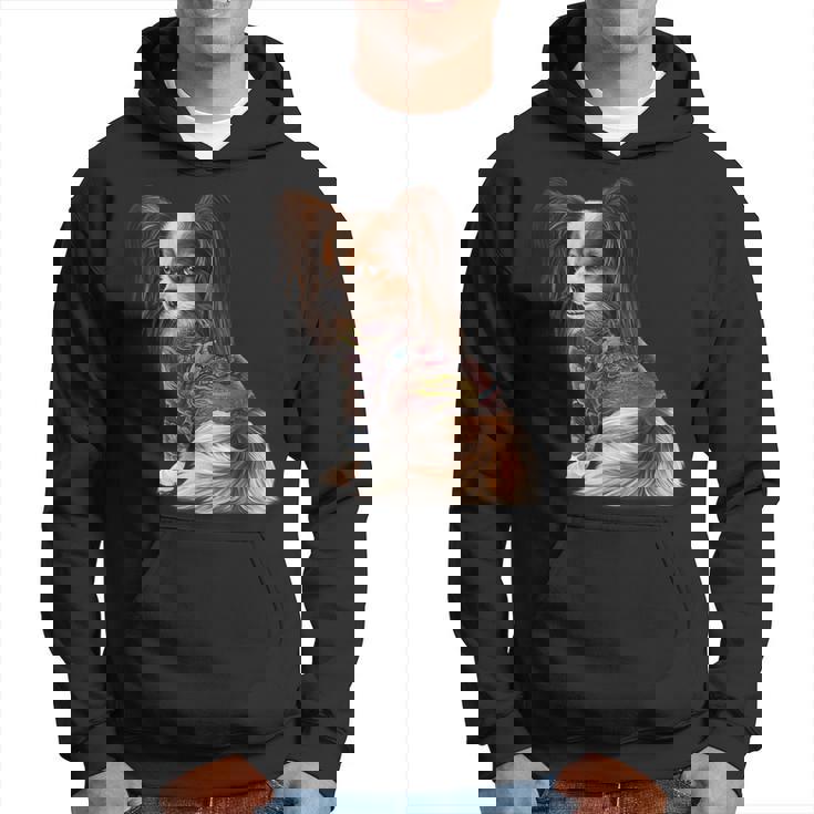 パピヨン犬 日本の伝統的なドラゴンタトゥー イレズミ パーカー