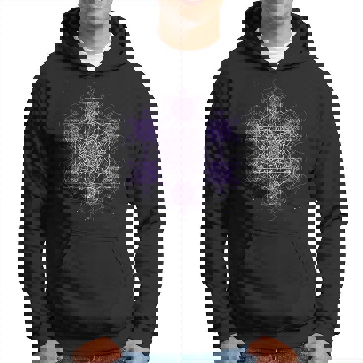 パープル フラクタル メタトロンキューブ 神聖な幾何学 スピリチュアル パーカー