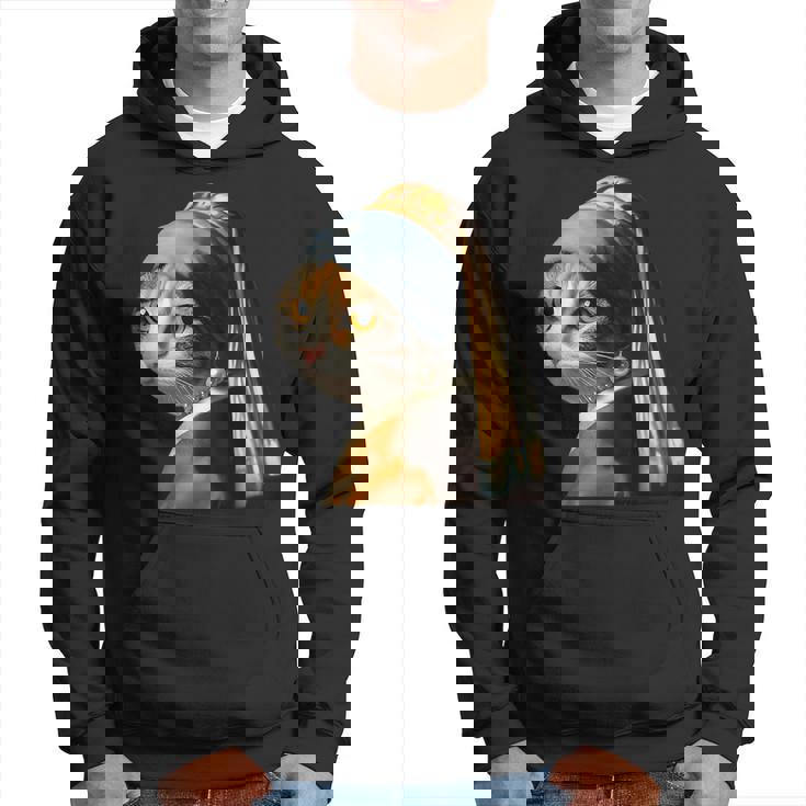 パールイヤリング付き猫 フェルメール パーカー