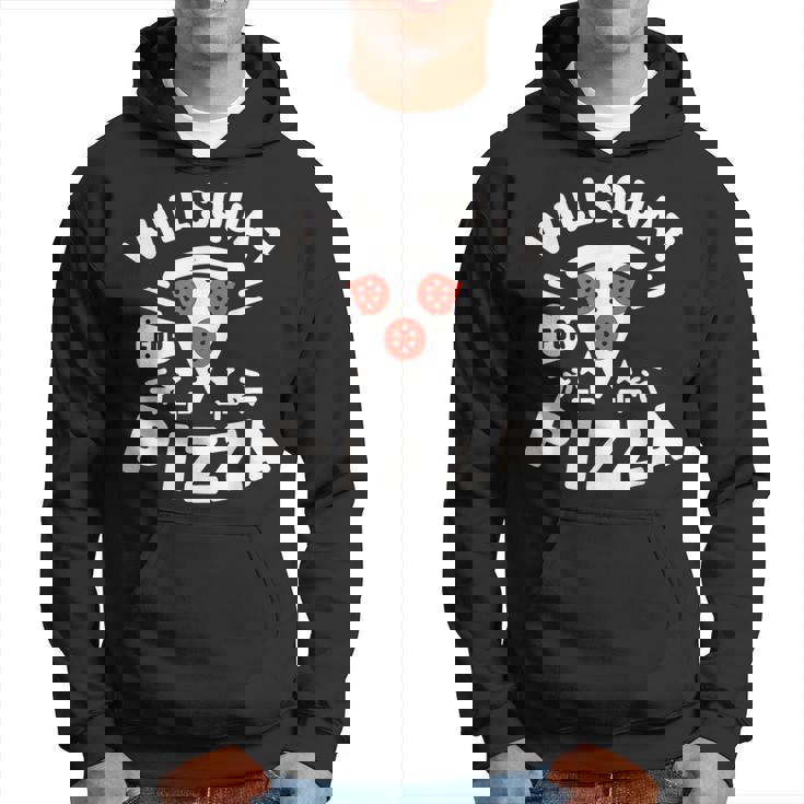 ピザのためにしゃがむ Willquat For Pizza パーカー