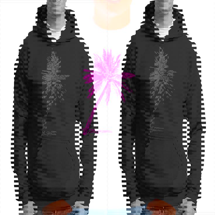 ピンクパームビーチウェア サーフィンレトロ パームツリー パーカー