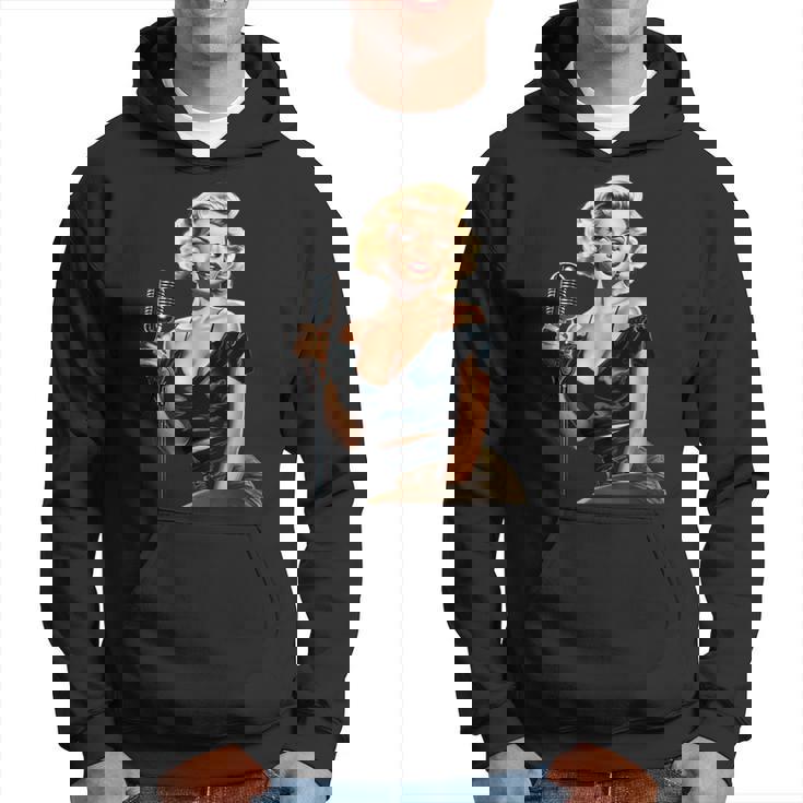 ピンナップガール ビンテージマイク 歌う オールドスクール パーカー