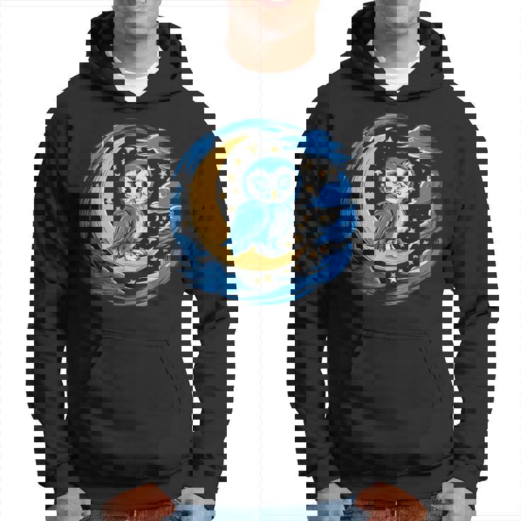 フクロウ 月 夜 星 パーカー