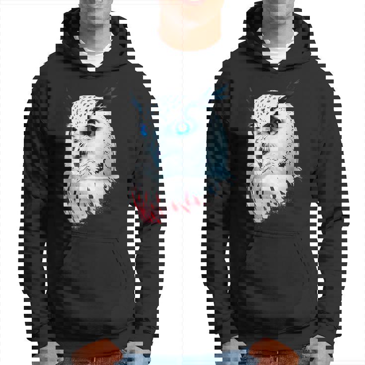 フクロウの傑作 雪フクロウ 鳥アート 動物 雪フクロウ パーカー