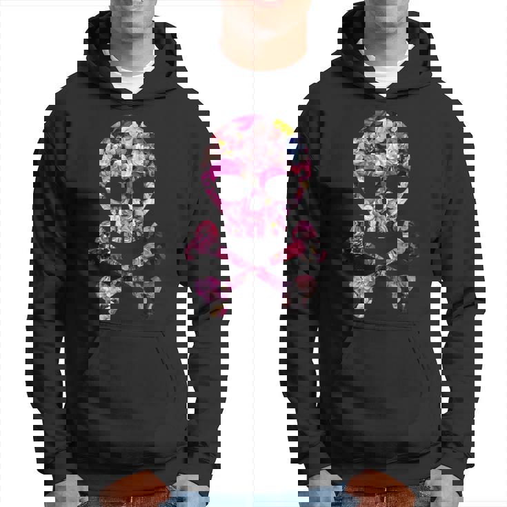 フローラルローズスカルフラワープリント パーカー