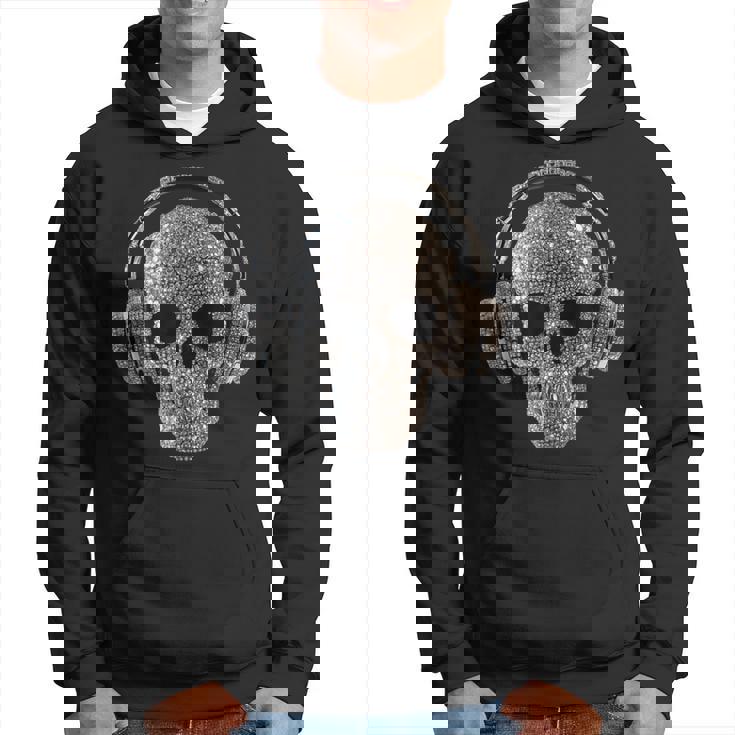 ヘッドフォン付きキラキラドクロ Dj音楽愛好家 パーカー