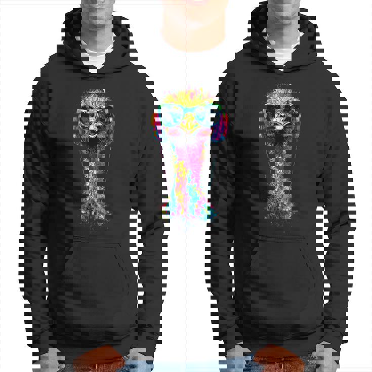 ヘッドフォン付きダチョウの鳥 カラフルなエミュー音楽djブーケ パーカー