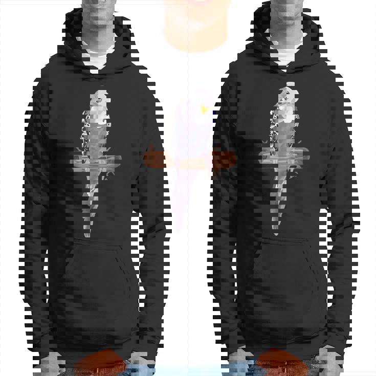 ホワイトパープルセキセイインコエキゾチックペットアニマルモチーフ鳥 パーカー