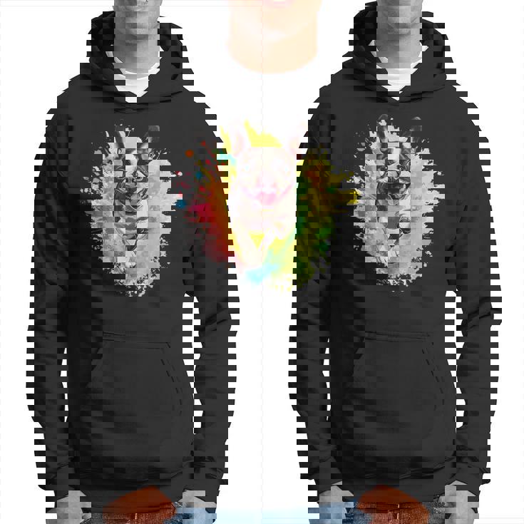 ボストンテリア 恋人 カラフル スプラッシュアート ボストンテリア パーカー