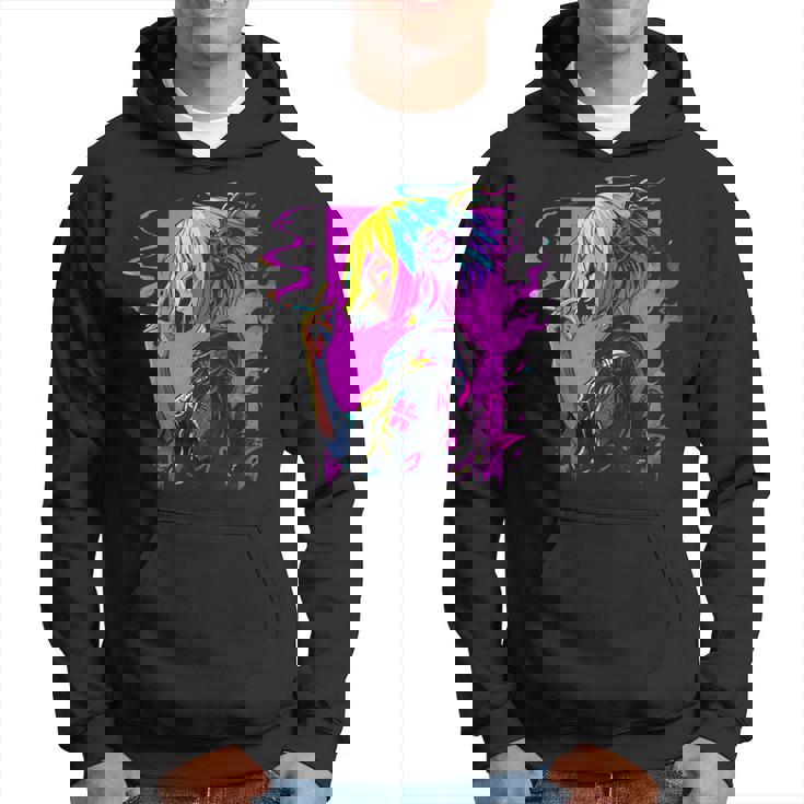 ボヘミアン・ガール、スモーキング・ガールのサイバーパンク・イラストレーション パーカー