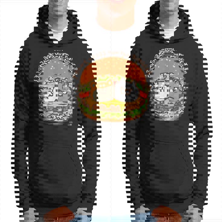 ボンレス犬とボンレス猫 ハンバーガー ダークカラー パーカー