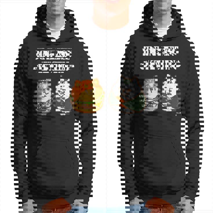 ボンレス犬とボンレス猫 ハンバーガーとおにぎり ダークカラー パーカー