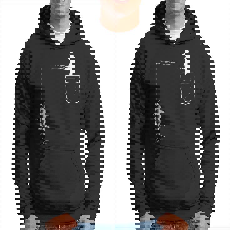 ポケットに入ったマグロ 魚釣り 面白い漁師 パーカー