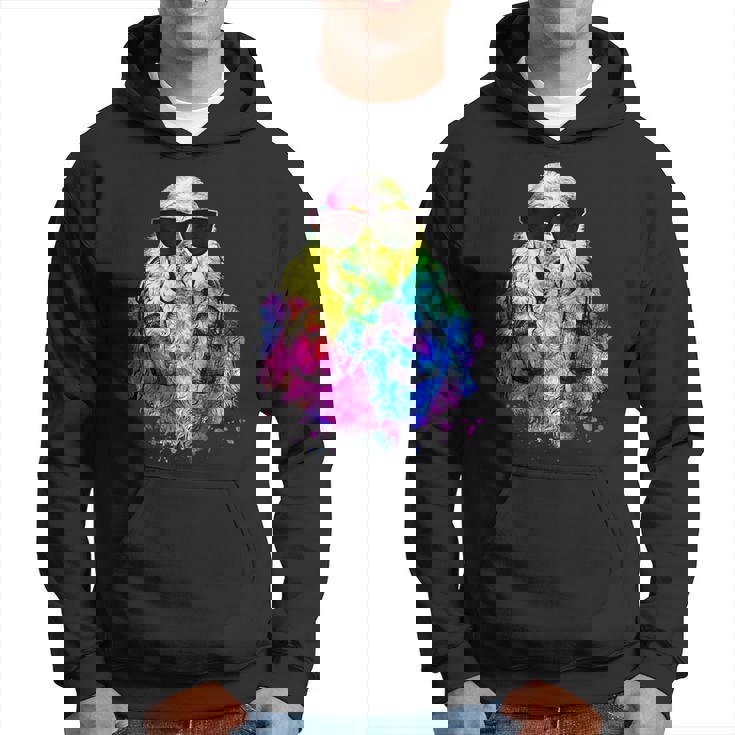 ポップアート アメリカンコッカー スパニエル 犬のポートレート ヘッドフォン付き パーカー