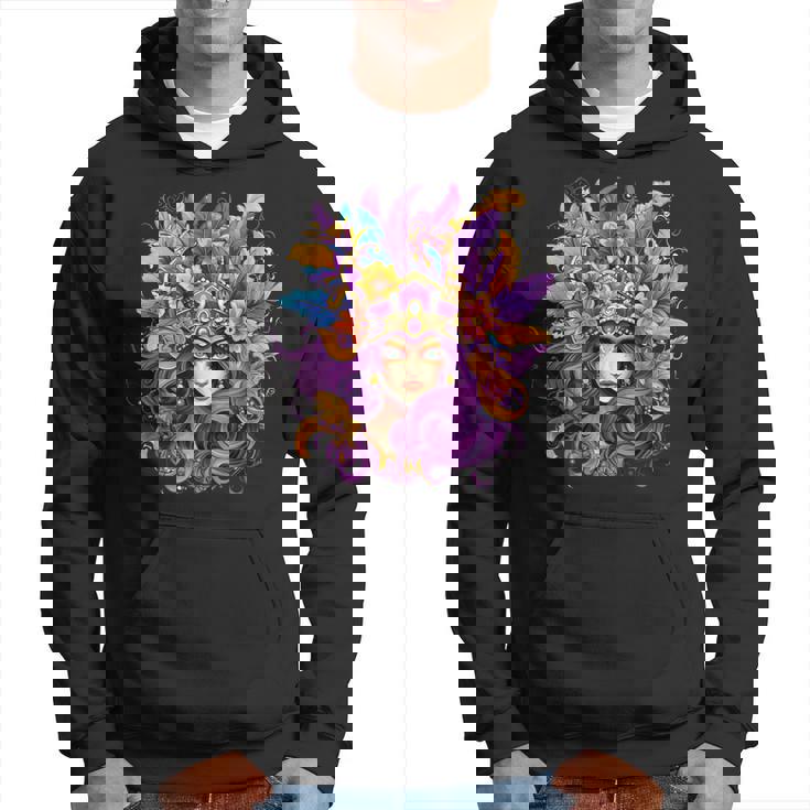 マルディグラ フェザー パープル マスク グリーン ニューオーリンズ パーカー