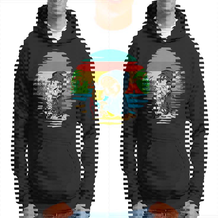 ヤシ、ビーチ、海、寒さ、太陽。 パーカー