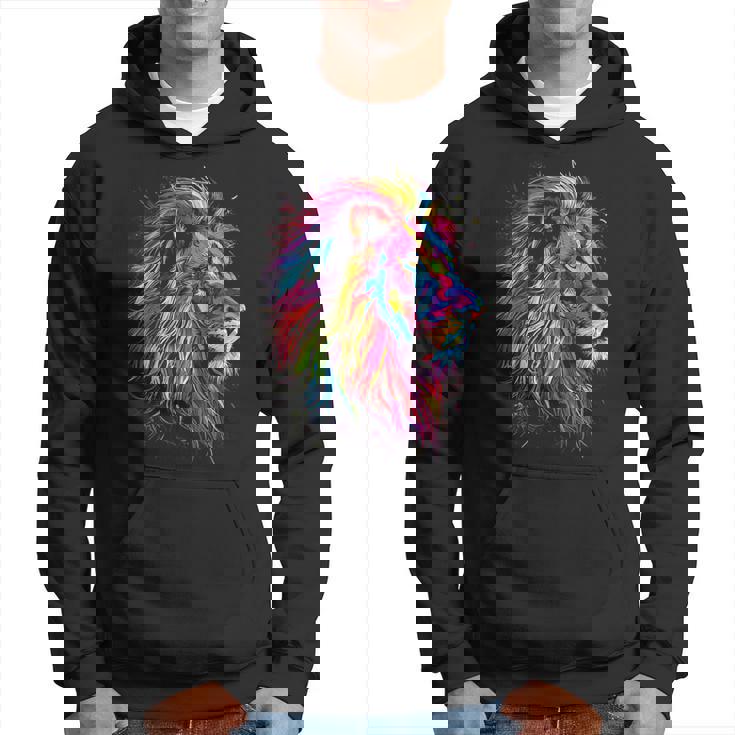 ライオンアート 抽象 カラフル 動物 グラフィック ライオン パーカー