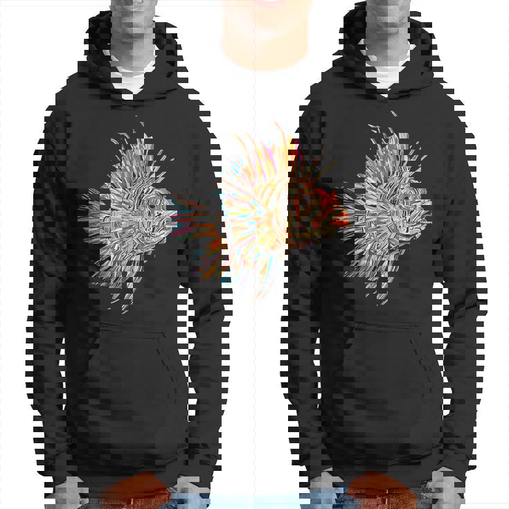 ライオンフィッシュ 動物 グラフィック アートワーク ライオンフィッシュ パーカー