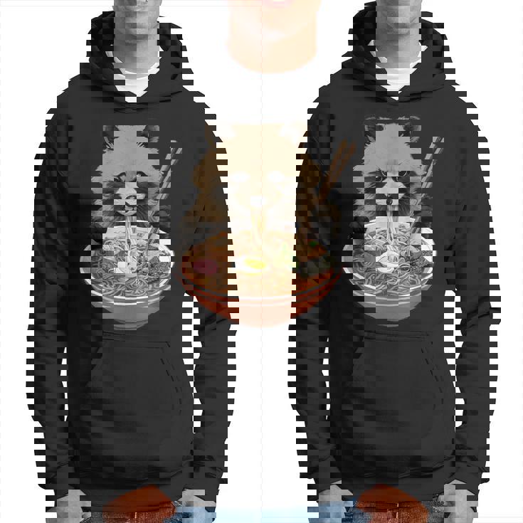 ラーメンたぬき タヌキ おもしろ ユニーク 動物 アニマル 狸 漢字 麺 グラフィック イラスト アニメ パーカー