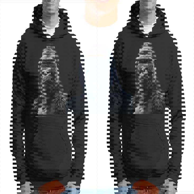 リアルなゴリラアートtシャツ、野生動物の霊長類の肖像画。 パーカー